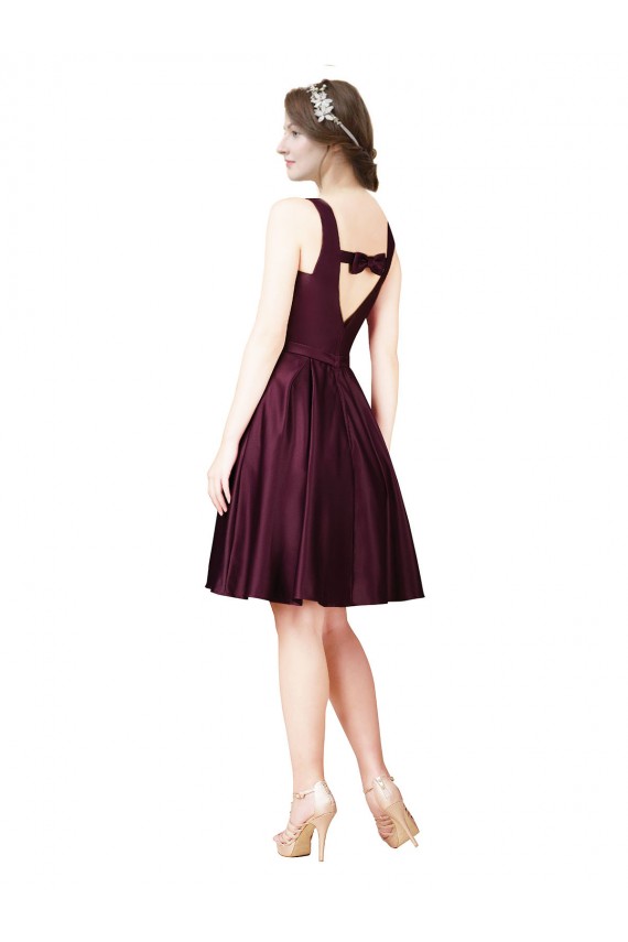 V-Back Bateau Neck Satin Knee Length Prom Dress Canada Shop