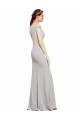 Open Back Boat Neck Stretch Crepe Dark Navy Long Sexy Prom Dress Canada Shop
