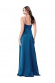Low Back Spaghetti Straps Silky Satin Peacock Blue Long Prom Dress Canada Shop