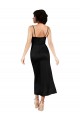 Spaghetti Straps Silky Satin Black Tea Length Prom Dress Canada Shop