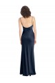 Open Back Cowl Neck Stretch Satin Dark Navy Long Prom Dress Canada Shop