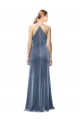 Keyhole Back Spaghetti Straps Stretch Velvet Dusty Blue Long Prom Dress Canada Shop