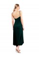 Low Back Spaghetti Straps Stretch Velvet Dark Green Midi Length Prom Dress Canada Shop