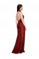 Open Back Halter Neck Stretch Satin Burgundy Long Prom Dress Canada Shop