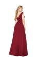 V-Back V-Neck Soft Chiffon Burgundy Long Prom Dress Canada Shop