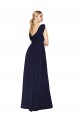 V-Neck Soft Chiffon Dark Navy Long Wedding Guest Dress Canada Shop