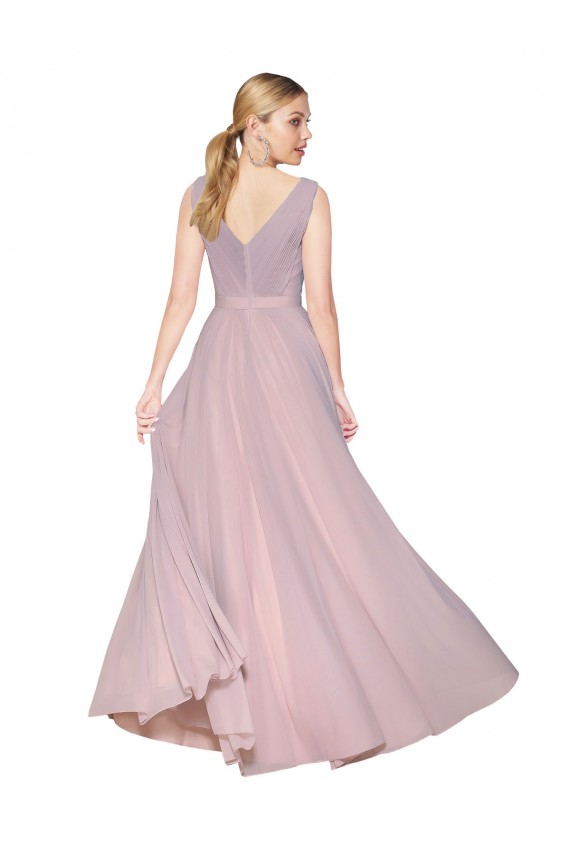 V-Back V-Neck Soft Chiffon Primrose Long Prom Dress Canada Shop