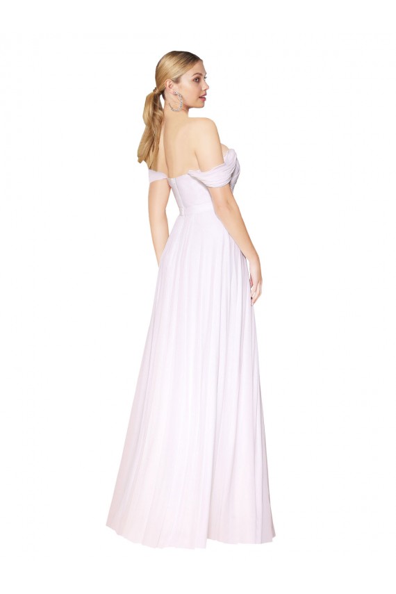 Off the Shoulder Soft Chiffon White Long Prom Dress Canada Shop