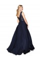 V-Back V-Neck Soft Chiffon & Sequin Dark Navy Long Prom Dress Canada Shop