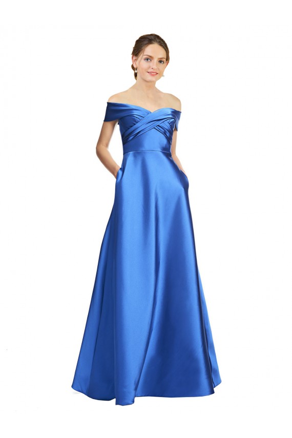 Off the Shoulder Satin Long Prom Dresses Canada Shop