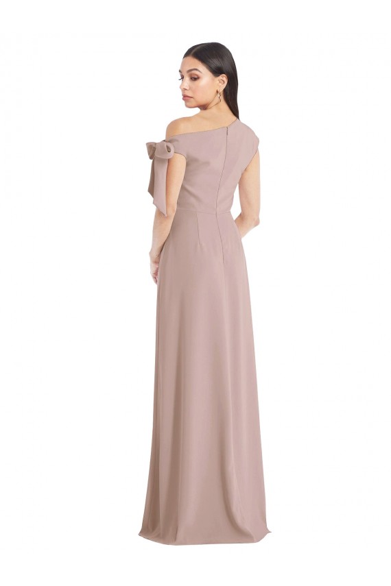 Off the Shoulder Stretch Crepe Dusty Pink Long Prom Dress Canada Shop
