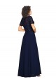 Round Neck Soft Chiffon Dark Navy Long Prom Dress Canada Shop
