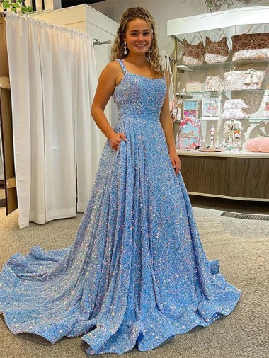 Scoop Neck Velvet Sequin Court Train Prom Dress Canada Shop