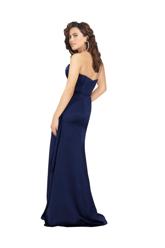 Sweetheart Silky Satin Sapphire Long Prom Dress Canada Shop