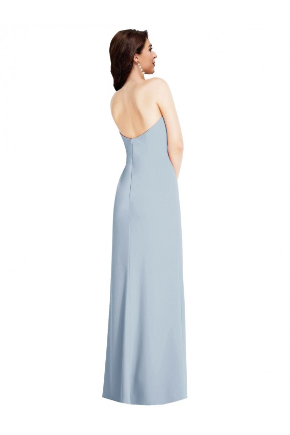 Strapless Stretch Crepe Light Sky Blue Long A-Line Prom Dress Canada Shop