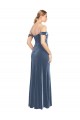 Strapless Stretch Velvet Dusty Blue Long A-Line Prom Dress Canada Shop
