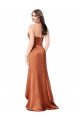 Low Back Spaghetti Straps Silky Satin Orange Sleeveless Long Prom Dress Canada Shop