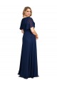 V-Neck Soft Chiffon Dark Navy Long Plus Size Prom Dress Canada Shop