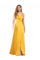 Open Back V-Neck Silky Satin Long Prom Dress Canada Shop