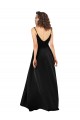 V-Back V-Neck Silky Satin Black Long Prom Dress Canada Shop