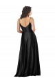 Low Back V-Neck Silky Satin Black Long Prom Dress Canada Shop