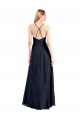 Open Back V-Neck Soft Chiffon Dark Navy Long Bridal Party Dress Canada Shop