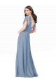 V-Neck Soft Chiffon Dusty Blue Cap Sleeves Long Prom Dress Canada Shop