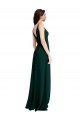 V-Neck Stretch Crepe Midnight Green Long A-Line Prom Dress Canada Shop