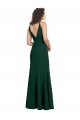 V-Back V-Neck Stretch Crepe Midnight Green Long Prom Dress Canada Shop