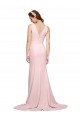 V-Back V-Neck Stretch Crepe Pink Sweep Train Prom Dress Canada Shop