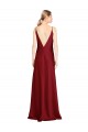 V-Back V-Neck Stretch Satin Burgundy Long Prom Dresses Canada Shop