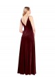 V-Neck Stretch Velvet Burgundy Long A-Line Prom Dress Canada Shop
