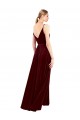 V-Back V-Neck Stretch Velvet Burgundy Long Prom Dress Canada Shop