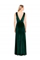 V-Neck Stretch Velvet Dark Green Long A-Line Prom Dress Canada Shop
