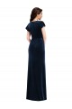 V-Neck Stretch Velvet Dark Navy Flutter Sleeves Long Prom Dress Canada Shop