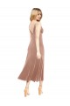 V-Back V-Neck Stretch Velvet Pink Midi Length Prom Dress Canada Shop