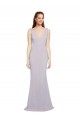 Keyhole Back V-Neck Stretch Crepe Arctic Lilac Long Prom Dress Canada Shop