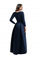V-Neck Spandex Dark Navy Long Plus Size Prom Dress Canada Shop