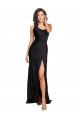 One Shoulder Silky Satin Black Sleeveless Long Sexy Prom Dress Canada Shop