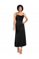 Spaghetti Straps Silky Satin Black Tea Length Prom Dress Canada Shop
