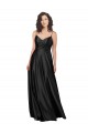 Low Back V-Neck Silky Satin Black Long Prom Dress Canada Shop