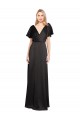 Open Back V-Neck Stretch Satin Black Long Prom Dress Canada Shop