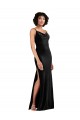 Low Back Cowl Neck Stretch Velvet Black Long Prom Dress Canada Shop