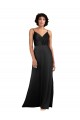 V-Neck Silky Satin Black Long Prom Dress Canada Shop