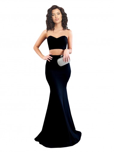 Low Back High Neck Stretch Crepe Black Long Prom Dress Canada Shop
