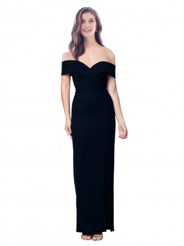 Off the Shoulder Stretch Crepe Black Long Prom Dress Canada Shop