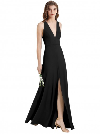 Halter Neck Stretch Crepe Black Long Prom Dress Canada Shop