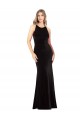 Open Back Spaghetti Straps Stretch Velvet Black Sleeveless Long Prom Dress Canada Shop
