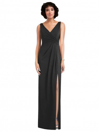 V-Back V-Neck Spandex Black Long Prom Dress Canada Shop