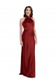 Open Back Halter Neck Stretch Satin Burgundy Long Prom Dress Canada Shop